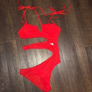 One piece red bathing suit - only worn once!